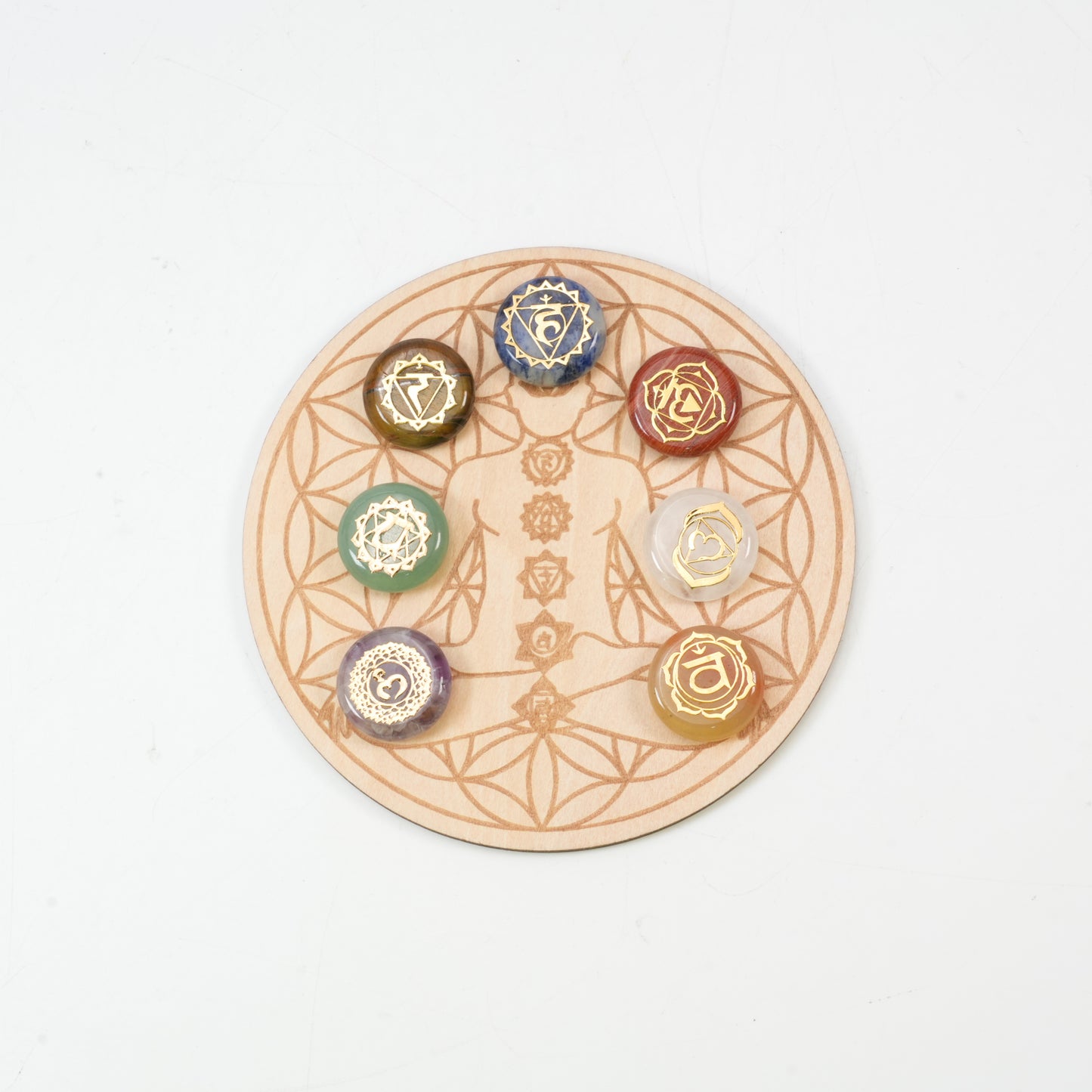 7 Pieces Natural Chakra Healing Crystal Set - Mixed Round & Heart-Shaped Stones for Yoga, Meditation & Reiki - Polished Energy Stones for Mindfulness, Spiritual Balancing & Gift Collection