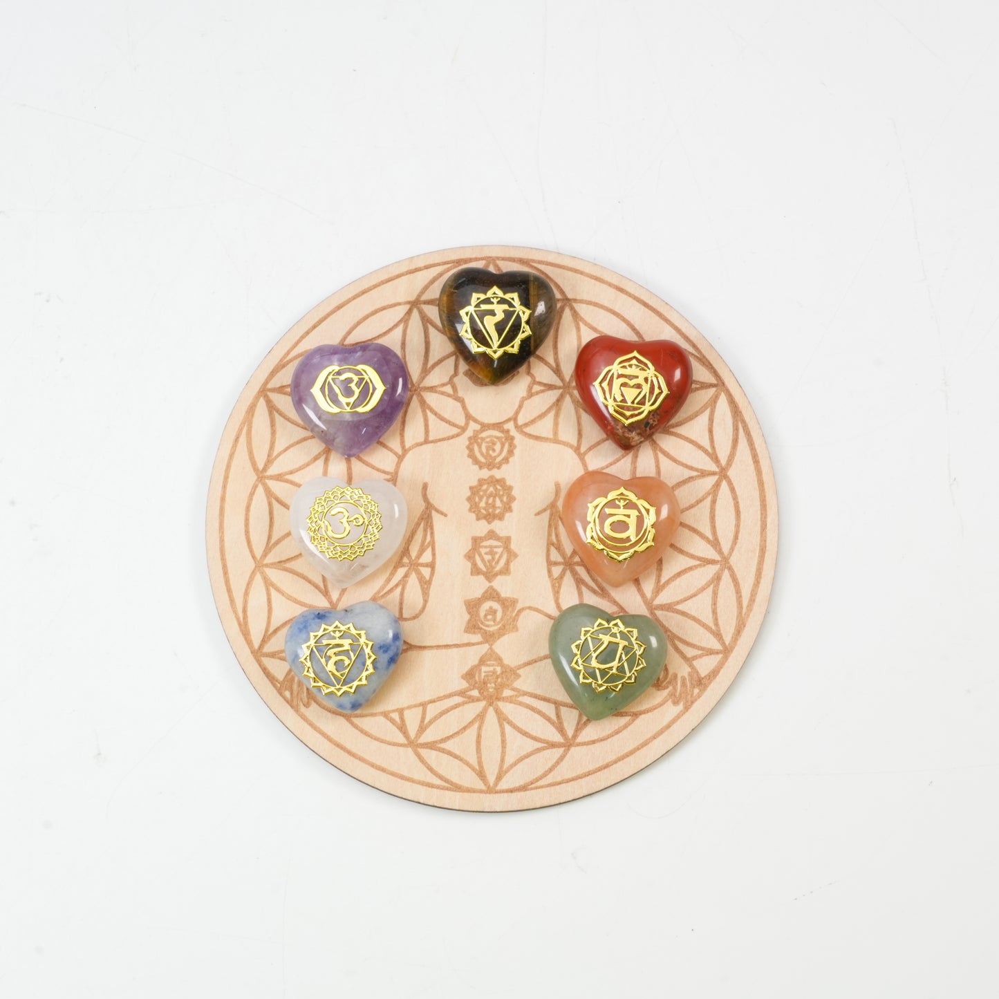 7 Pieces Natural Chakra Healing Crystal Set - Mixed Round & Heart-Shaped Stones for Yoga, Meditation & Reiki - Polished Energy Stones for Mindfulness, Spiritual Balancing & Gift Collection