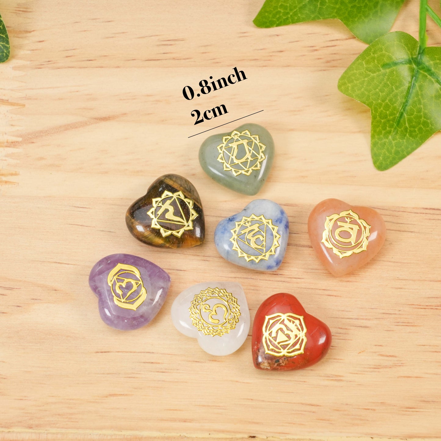 7 Pieces Natural Chakra Healing Crystal Set - Mixed Round & Heart-Shaped Stones for Yoga, Meditation & Reiki - Polished Energy Stones for Mindfulness, Spiritual Balancing & Gift Collection