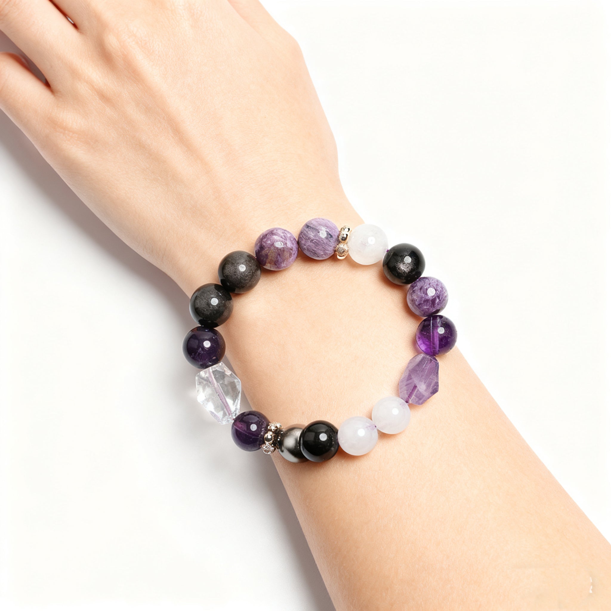 Nine Purple Fire Amethyst Asai Gemstone Bracelet