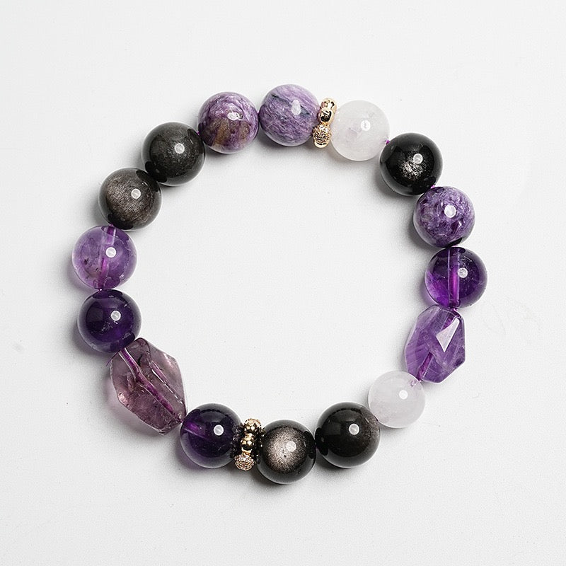 Nine Purple Fire Amethyst Asai Gemstone Bracelet
