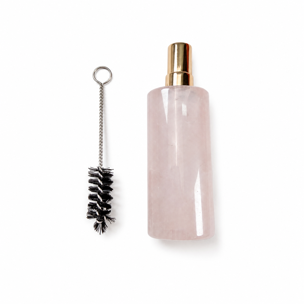 Natural Rose Quartz Crystal Spray Perfume Bottle With Cleaning Brush