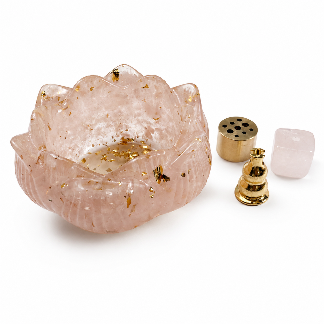 Lotus Shape Incense Burner, Resin Mixed Amethyst Chips Incense Holder, Stick & Cone Incense Censer, Meditation Aromatherapy Decor With Premium Gift Box