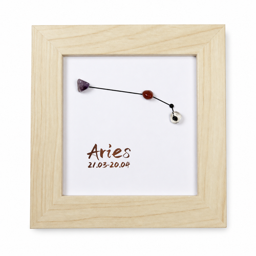 Aries Constellation Crystal Shadow Box Frame, Natural Gemstone Zodiac Sign Wall & Table Decor, Zodiac Birthday Gift