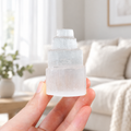 Selenite Tower Crystal, Raw White Selenite Skyscraper for Energy Cleansing & Home Decor