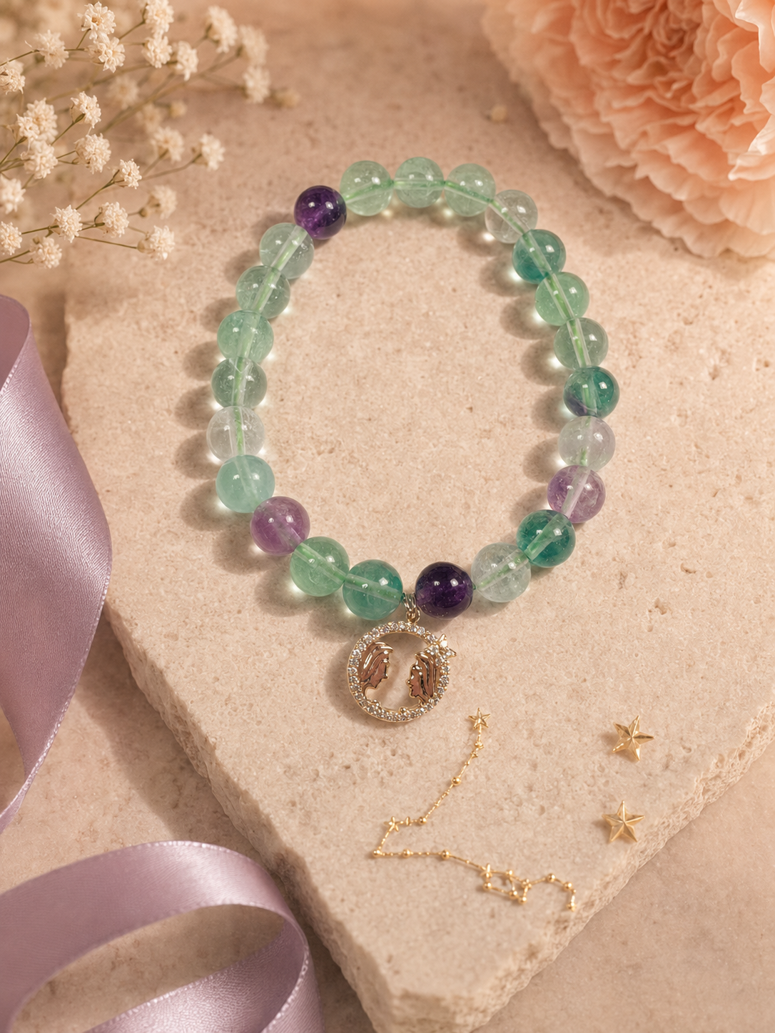 Zodiac Crystal Jewelry Gift Set | Matching Bracelet & Perfume Bottle Necklace, 12 Star Signs Available