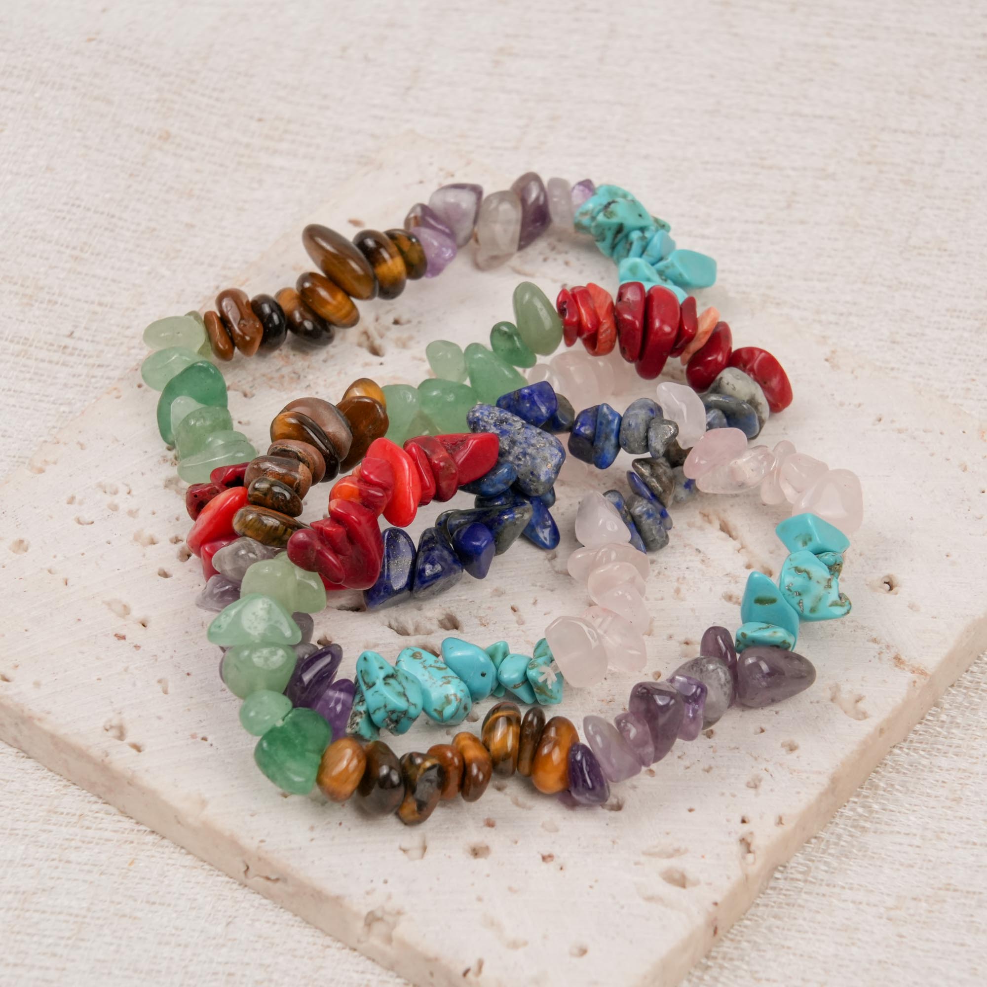 Rainbow Natural Crystal Chip Bracelet