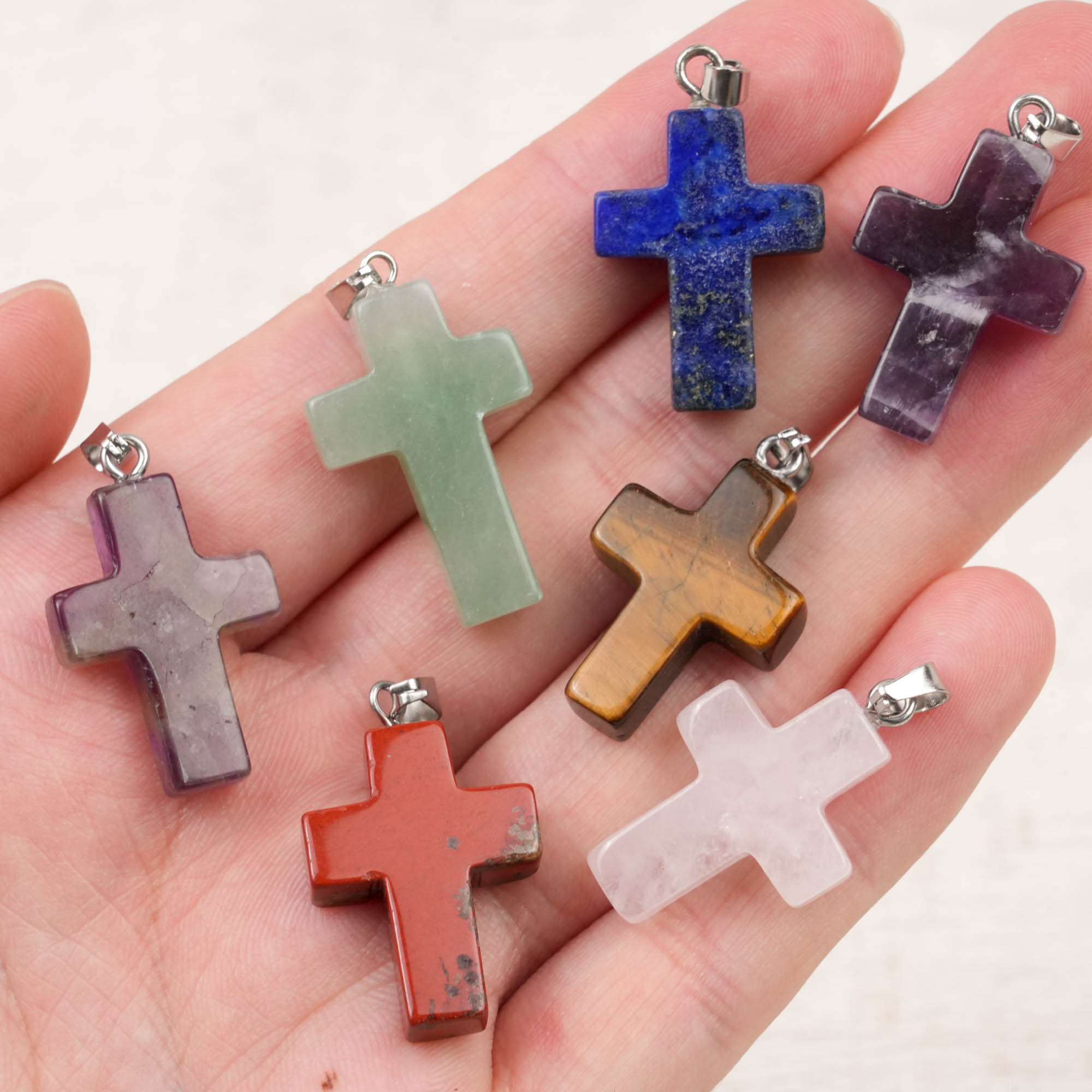 Multi-Material Crystal Cross Pendant