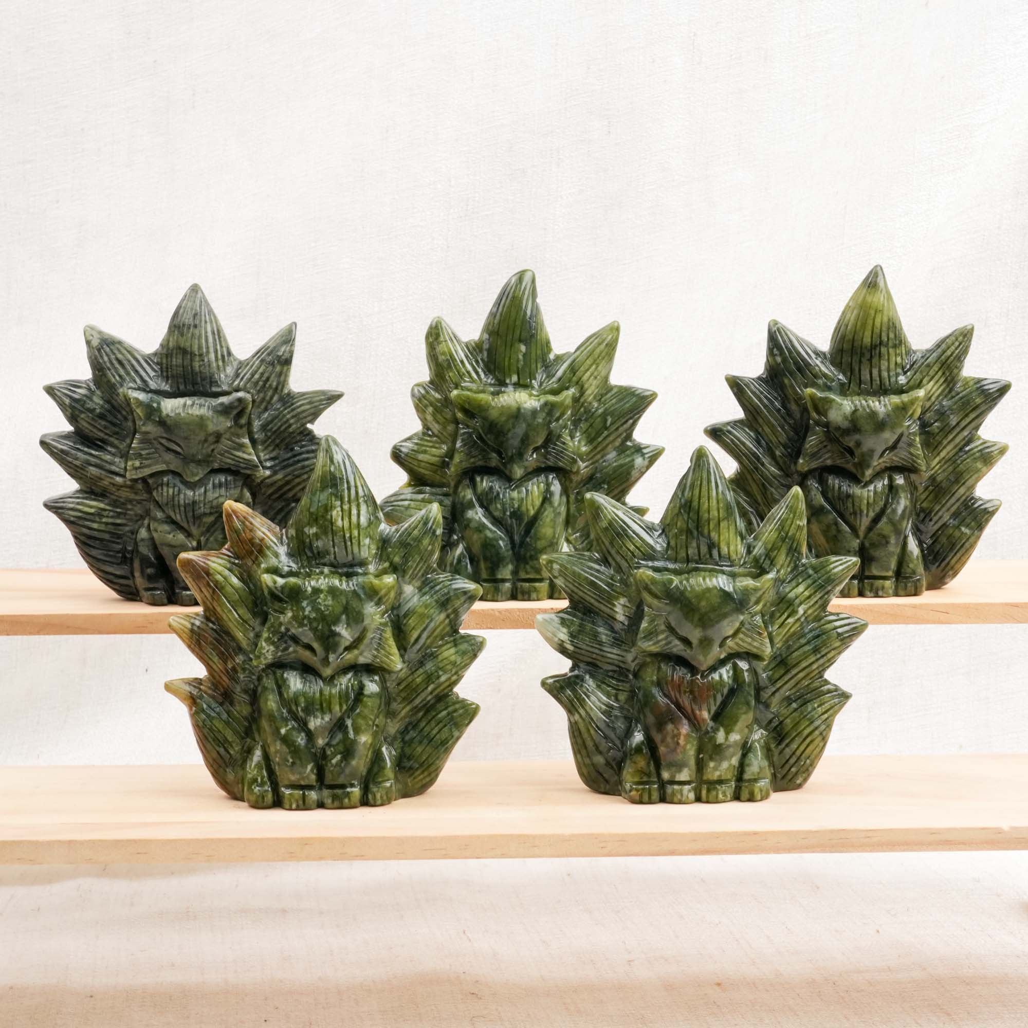 Xiuyu Jade Nine-tailed Fox Carving
