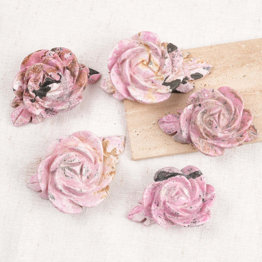 Peruvian Rhodonite Flower Carving