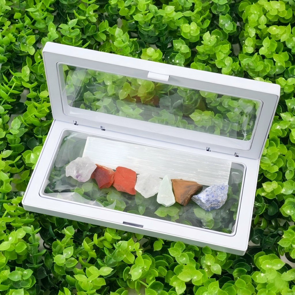 7 Chakra Healing Crystals Set with Selenite Stick - Natural Raw Rough Stones for Meditation - Hand-Selected Gemstones Kit for Anxiety Relief, Spiritual Decor, Crystal Gift for Beginners