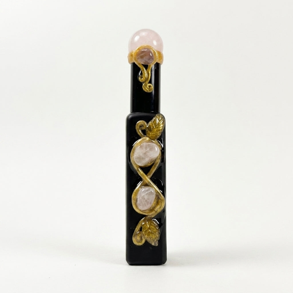 Crystal Inlay Roller Perfume Bottle, Empty Glass Roll‑on Essential Oil Bottle, Decorative Gemstone Vial with Premium Gift Box, No Liquid Included
