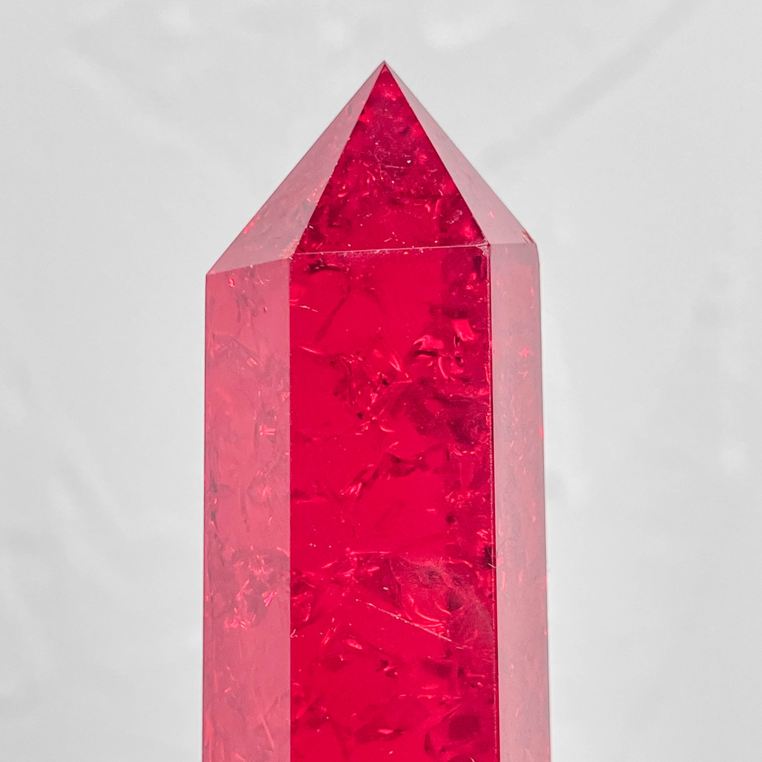 Red Crystal Quartz with Crack Patterns