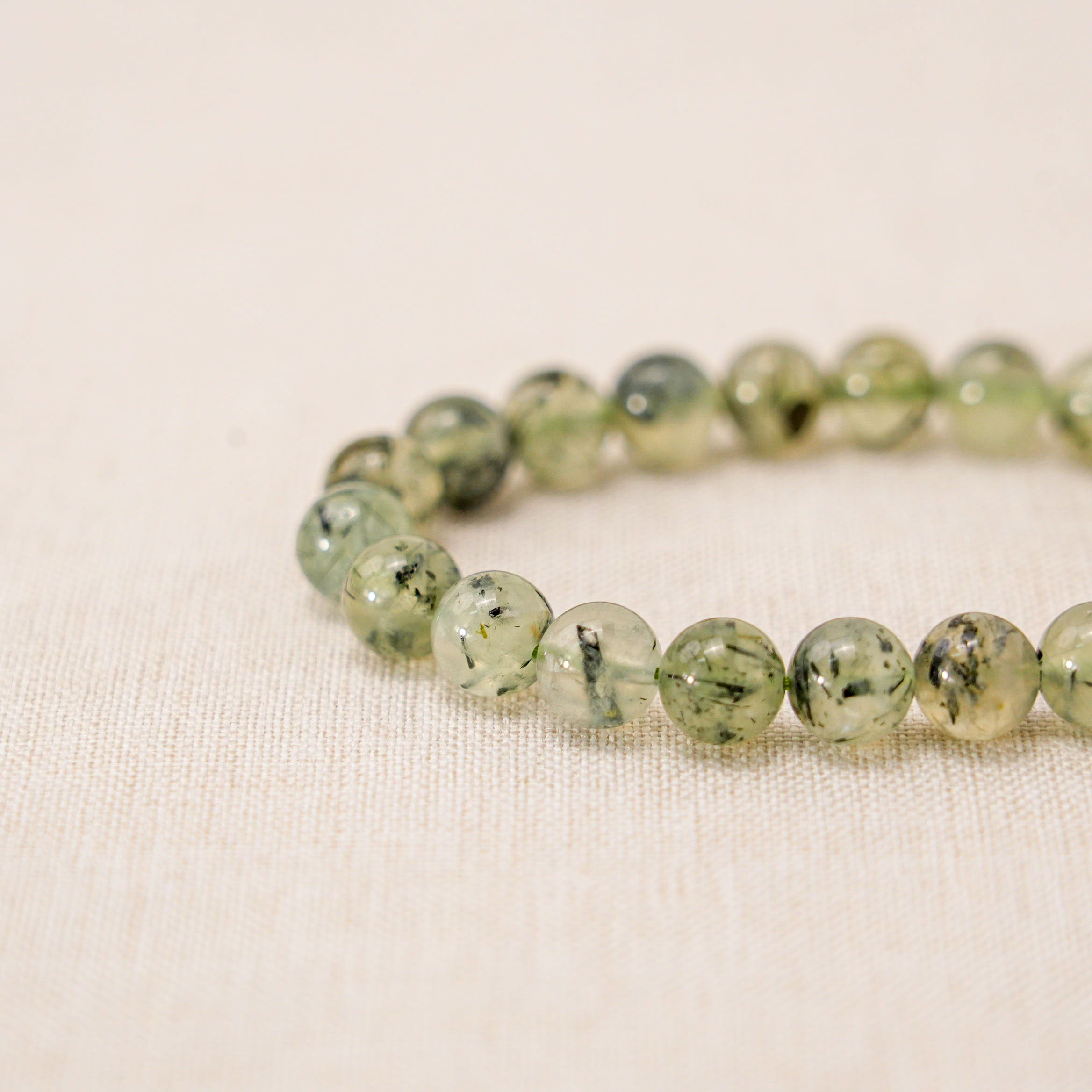 Prehnite Bracelet enhancing grounding energy and emotional clarity during meditation