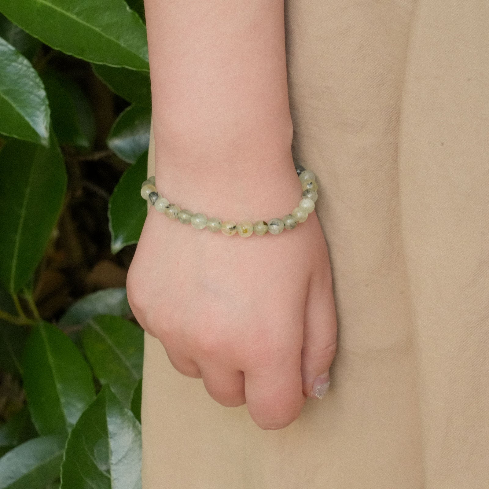 Handcrafted Prehnite bracelet for spiritual growth and tranquility