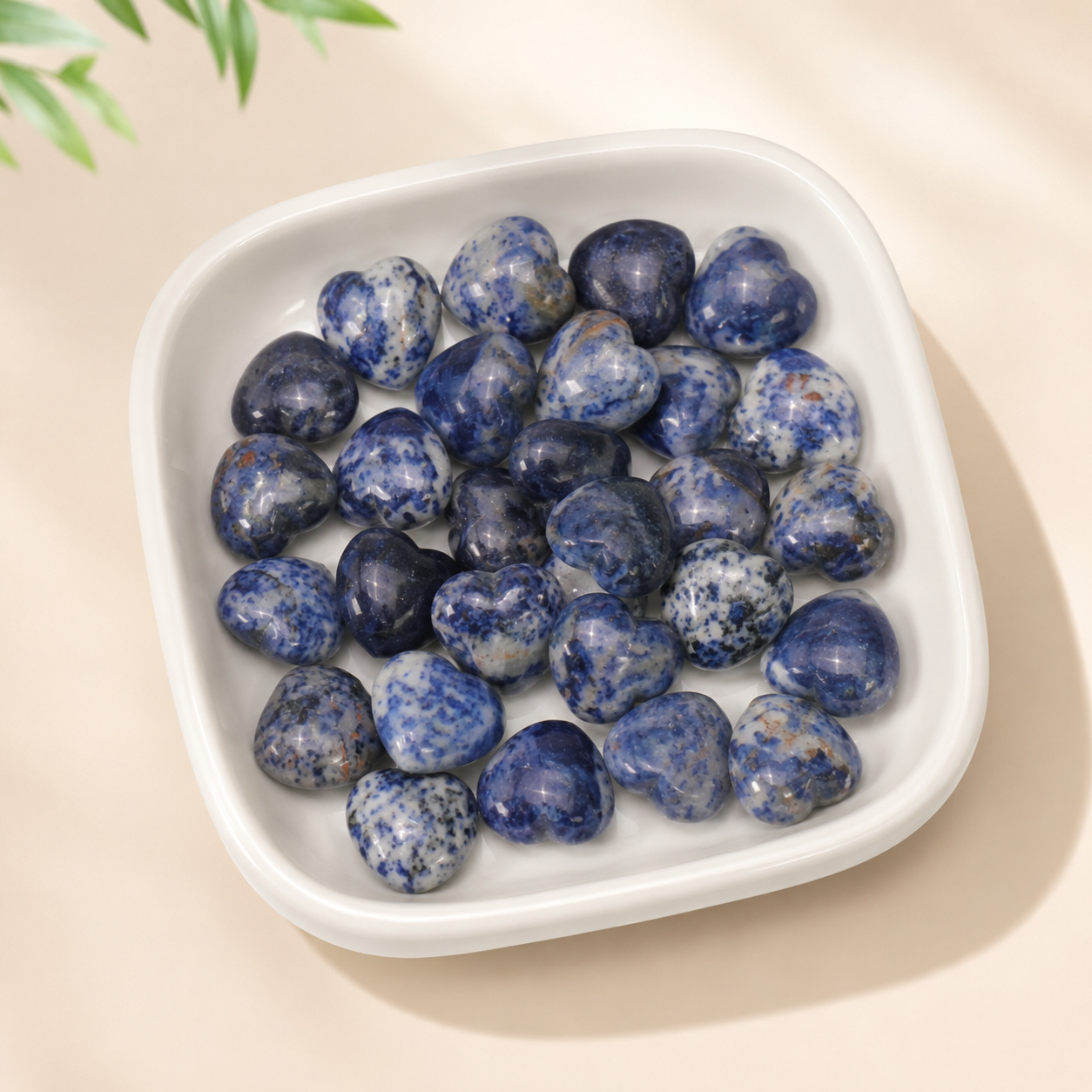 Mini Sodalite Heart Palm Stone, Natural Blue Spot Sodalite Worry Crystal Heart Chakra Decor Gift