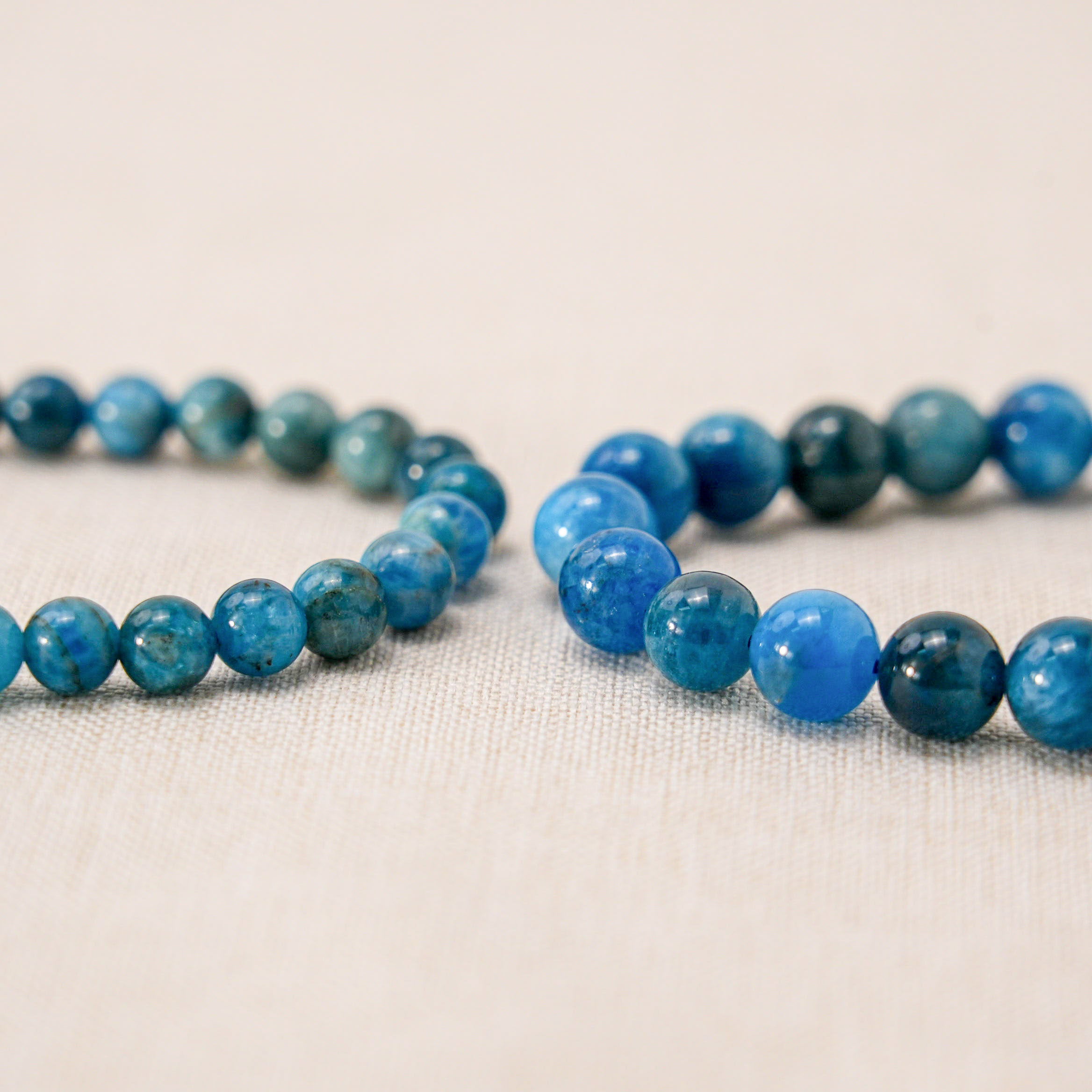 Blue Apatite beaded bracelet for energy healing and meditation. 