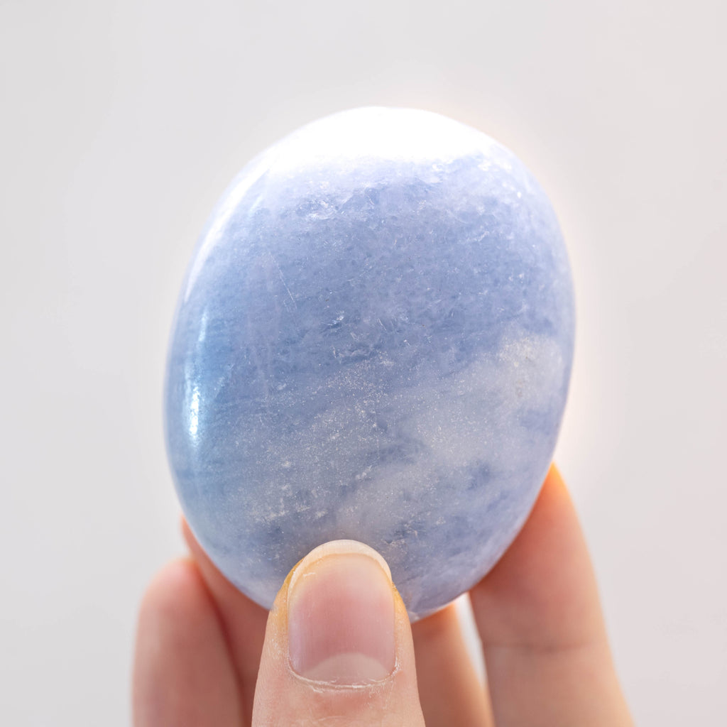 Blue Calcite Palmstone - Promoting Restful Sleep