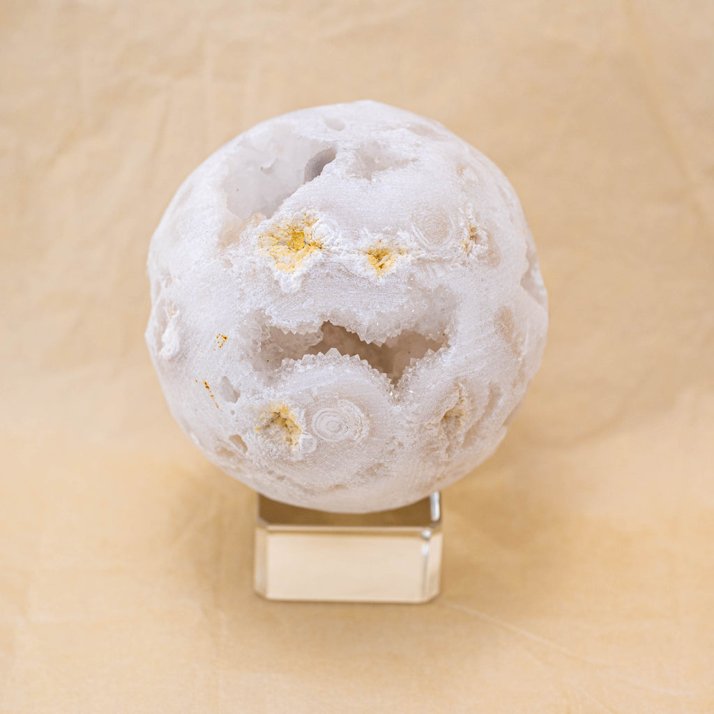 Hand-polished Clear Quartz Geode Sphere for energy amplification