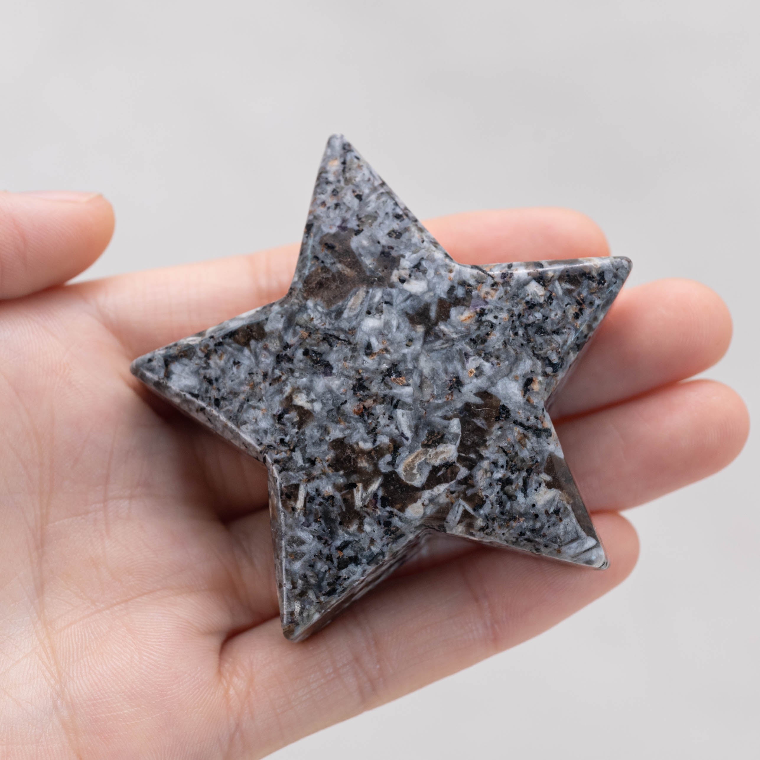 Detailed view of Yooperlite Star/Moon Palm Stone