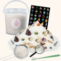 Crystal Dig Treasure Bucket Kit, Gemstone Digging Set with Raw Crystals and Dig Sand, Fun DIY Mining Kit for Collectors & Gift‑Giving
