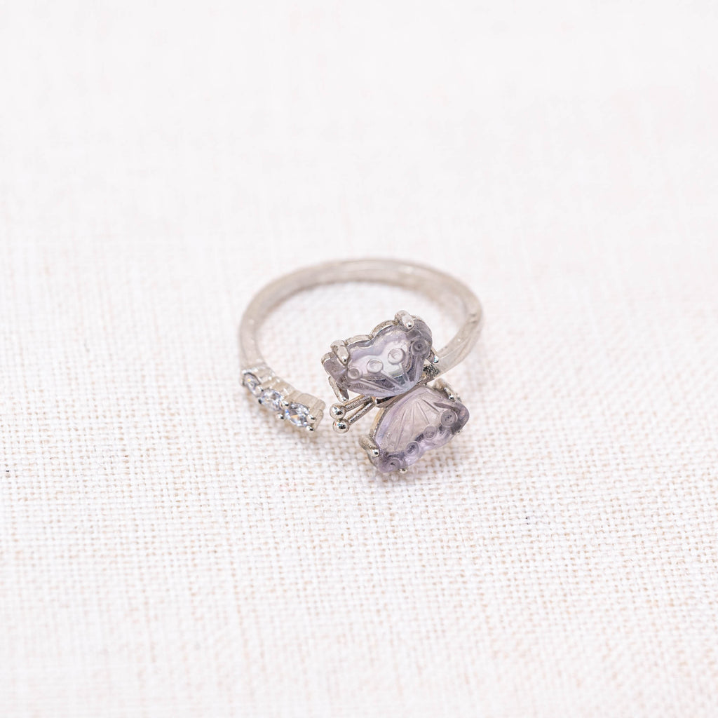 Fluorite Butterfly Ring with vibrant colors.
