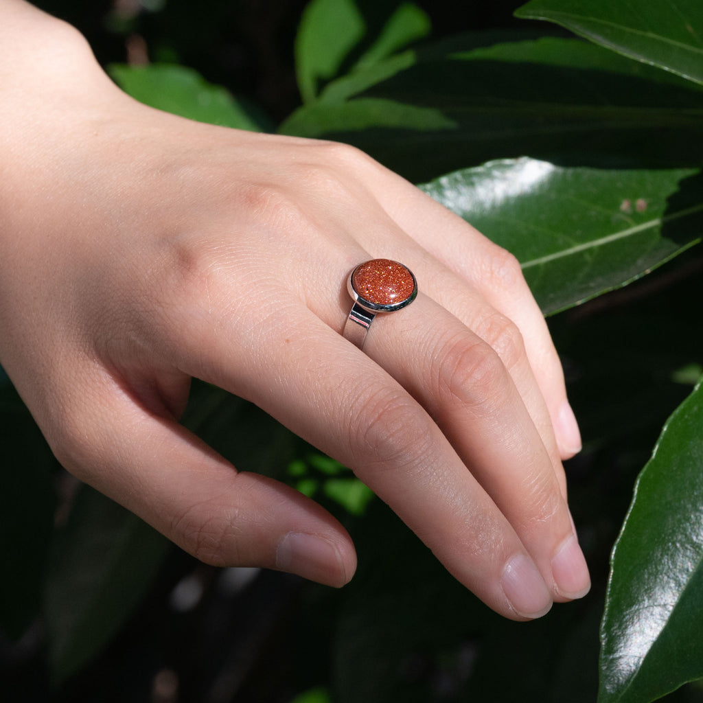 Gold Sand Stone Ring with a rich, golden hue.