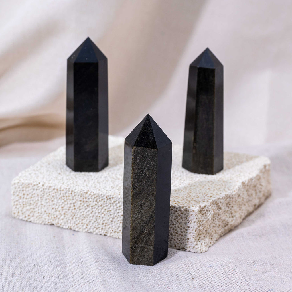 Closeup of Golden Obsidian Point