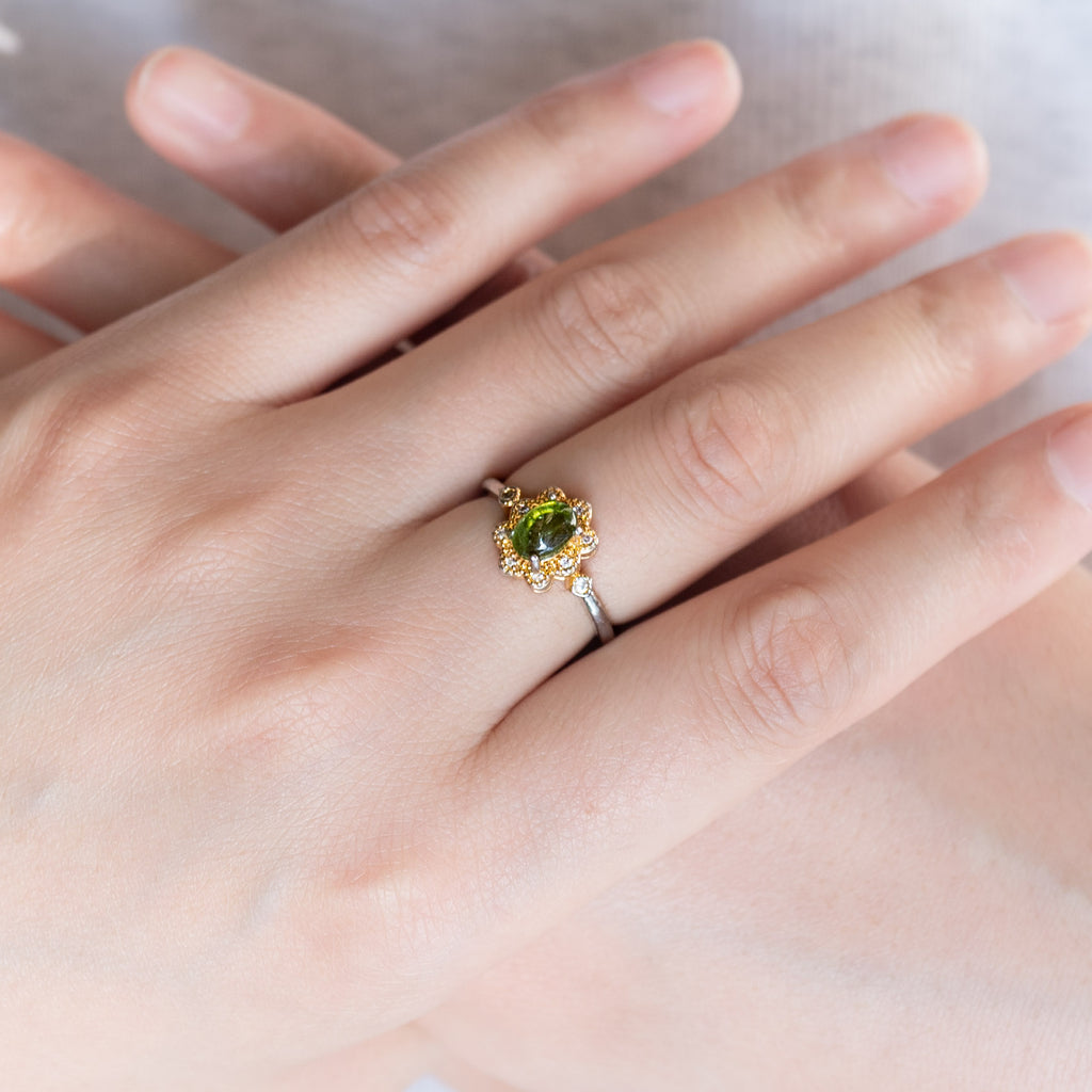 Green Tourmaline Ring with a deep green hue.