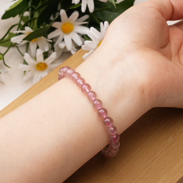 Stylish Strawberry Quartz Bracelet with vibrant, shimmering beads