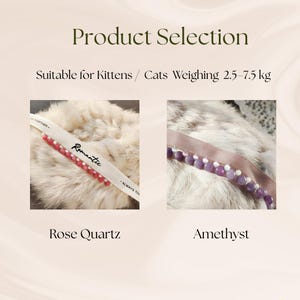 Handmade Cat Crystal Collar - Rose Quartz Adjustable Kitten Necklace, Cute Pet Jewelry Gift for Cat Lovers