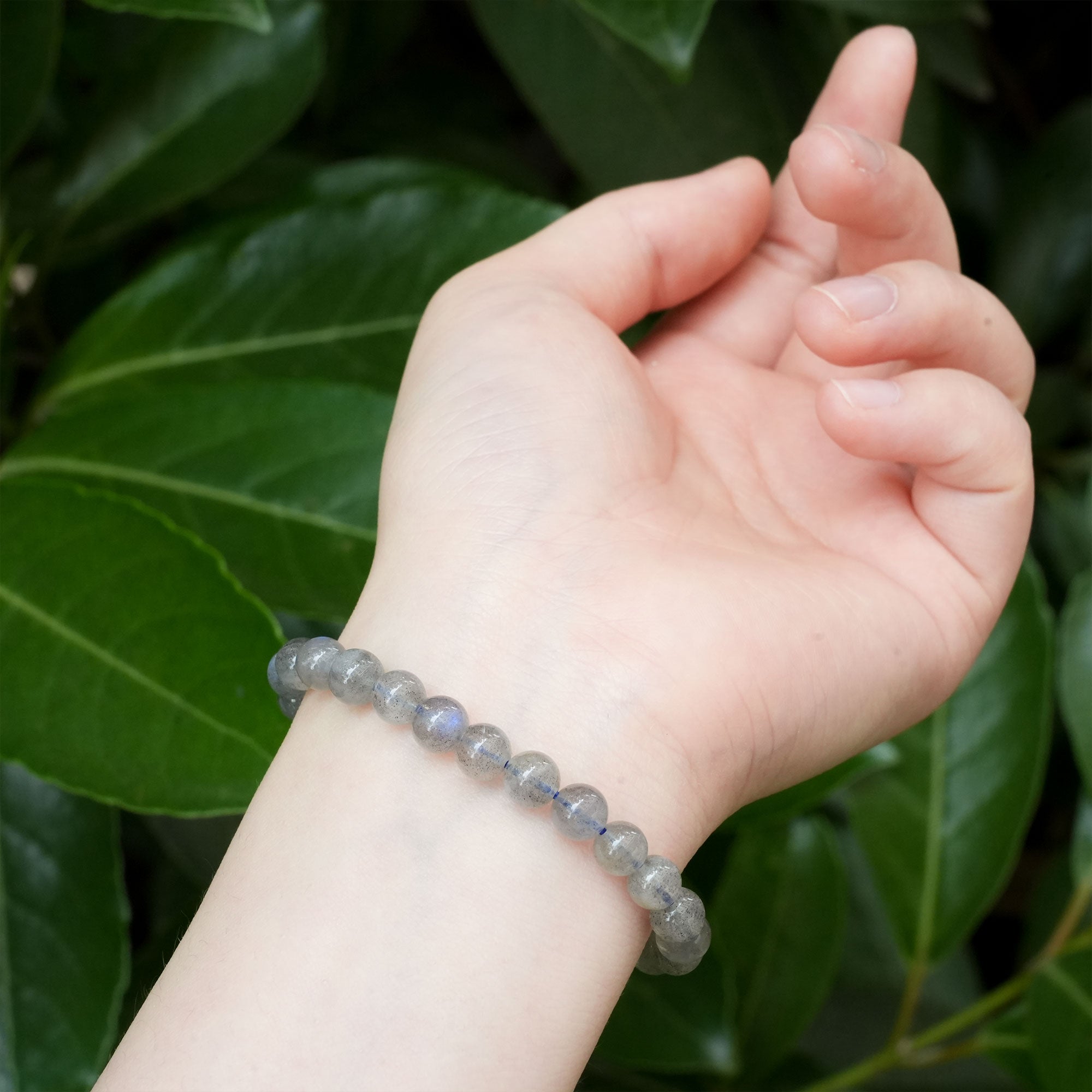 Stunning Labradorite bracelet with iridescent colors, perfect for boosting intuition and shielding aura