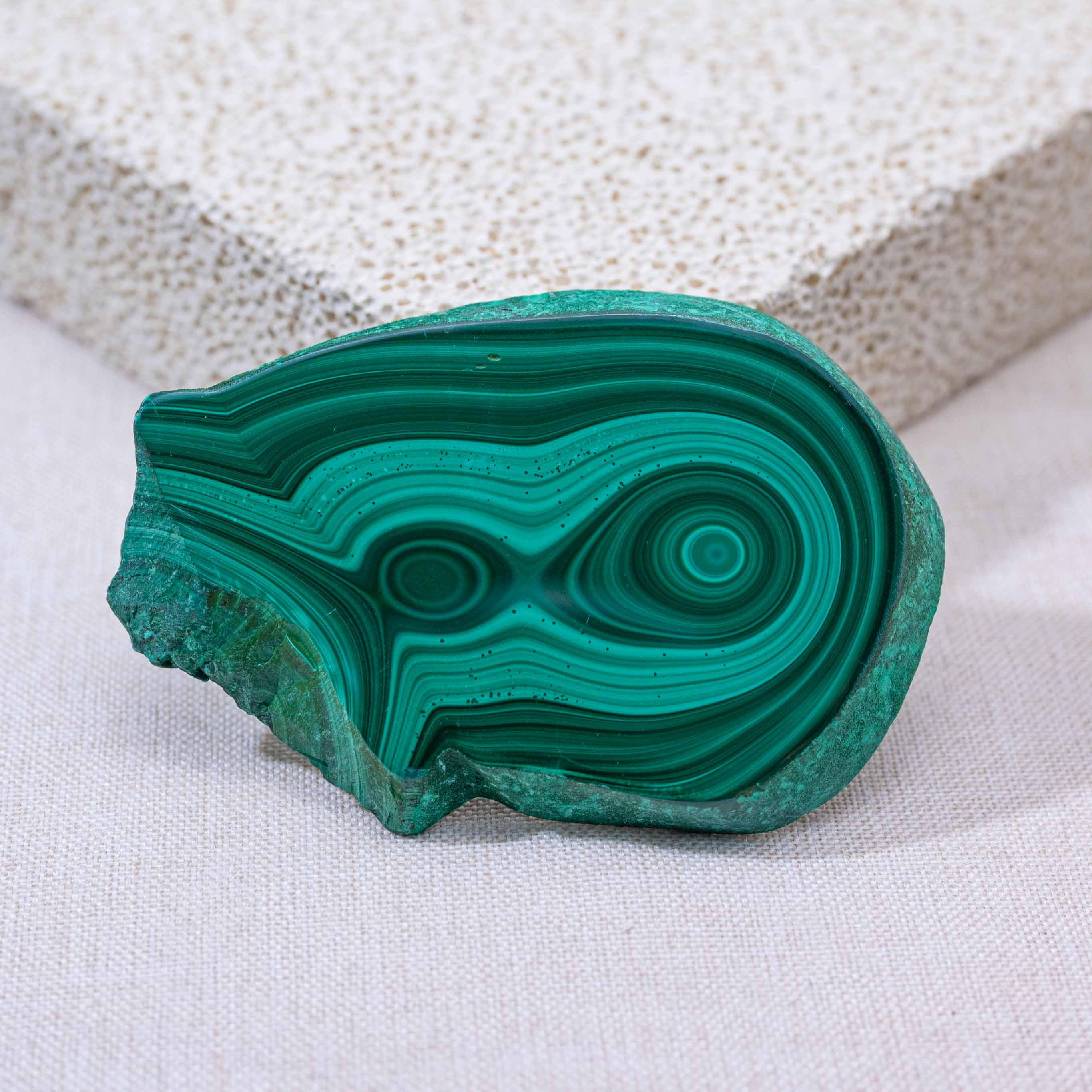 Enhance your space with this Malachite Slab, known for its healing properties.