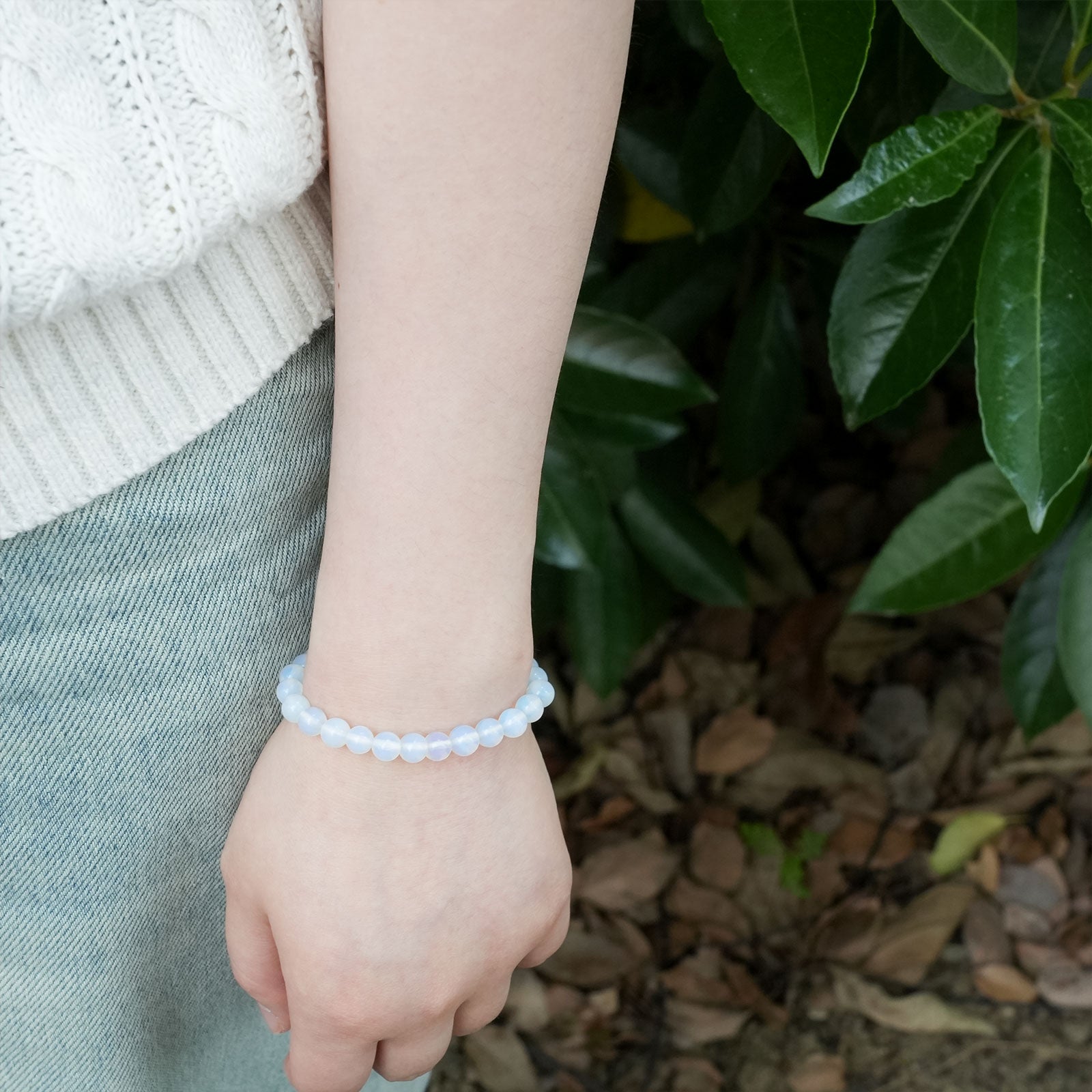 Opalite bracelet to aid in meditation and mindfulness practices, promoting inner peace