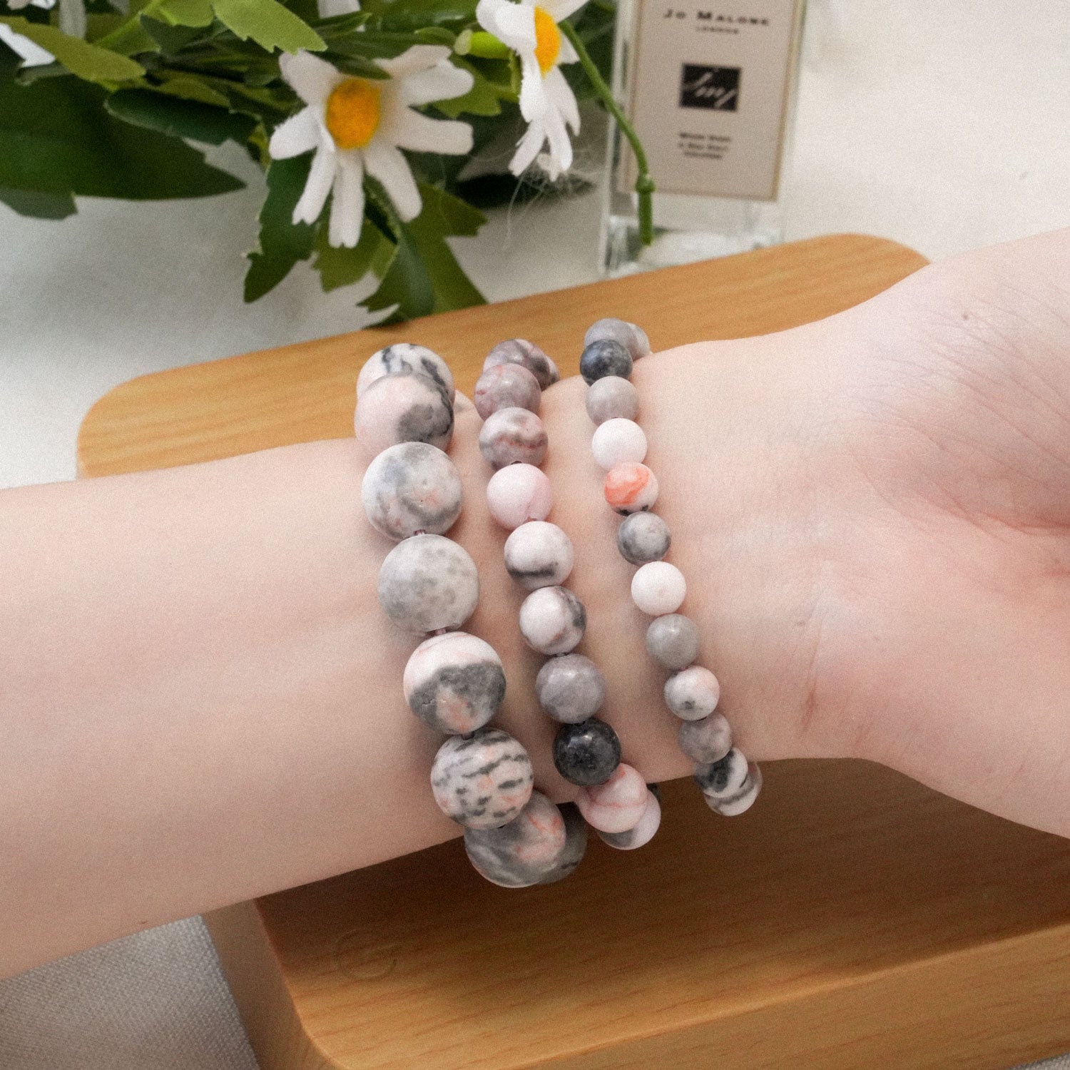 Handcrafted Pink Zebra Jasper Bracelet, perfect for daily wear