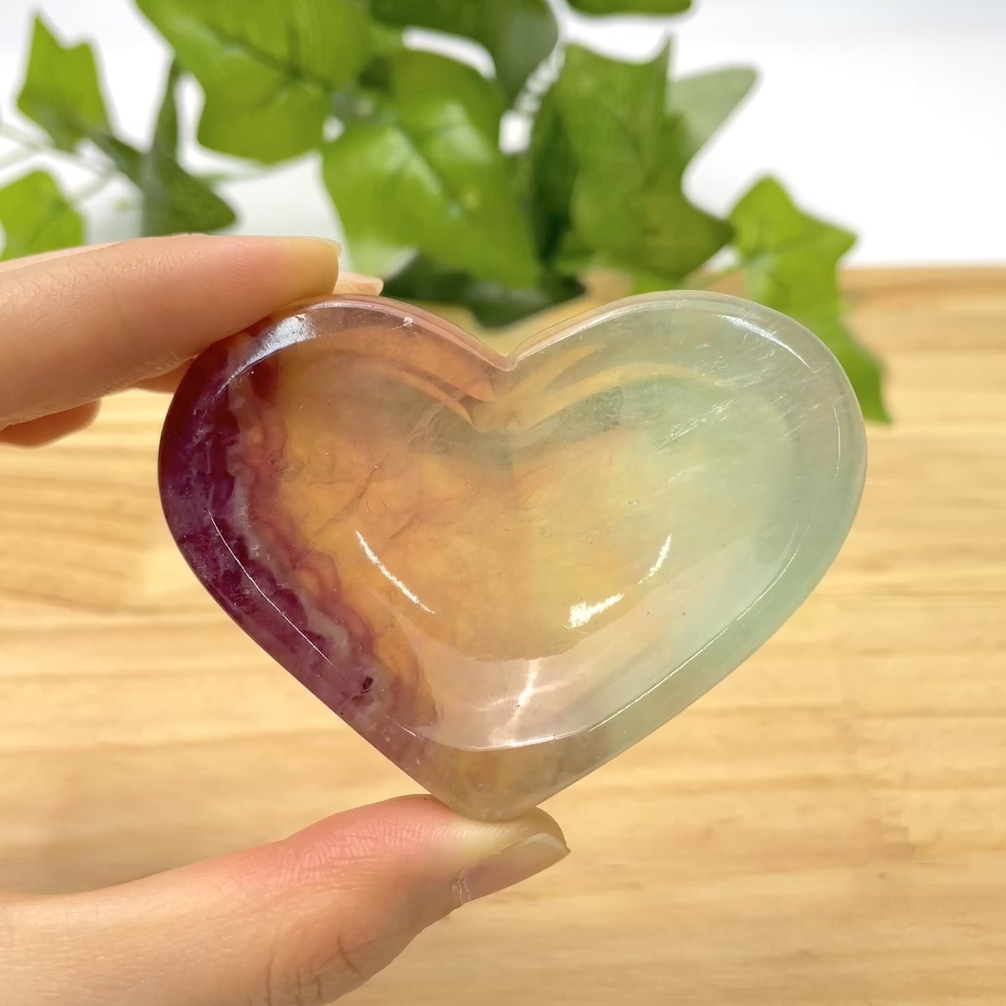 Candy Fluorite Heart Bowl | Colorful Crystal Bowl for Healing, Home Decor & Small Storage