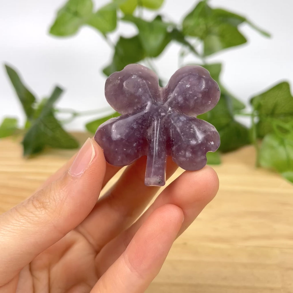 Crystal Clover Shamrock - Natural Hand-Carved Stone for Luck & Positive Energy