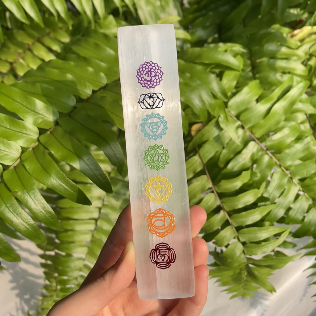 Seven Chakra Selenite Slab
