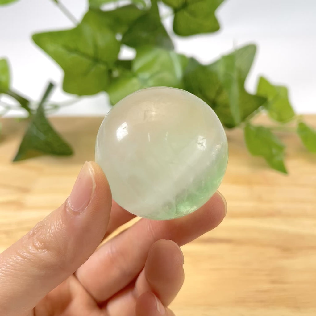 Green Fluorite Mini Sphere | Tiny Healing Crystal, Portable Pocket Stone & Home Decor