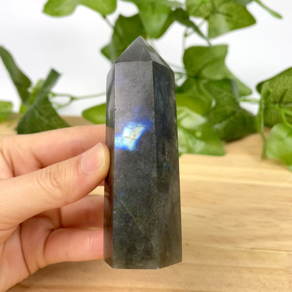 Labradorite Crystal Point Tower | Polished Flash Labradorite Wand for Healing & Protection