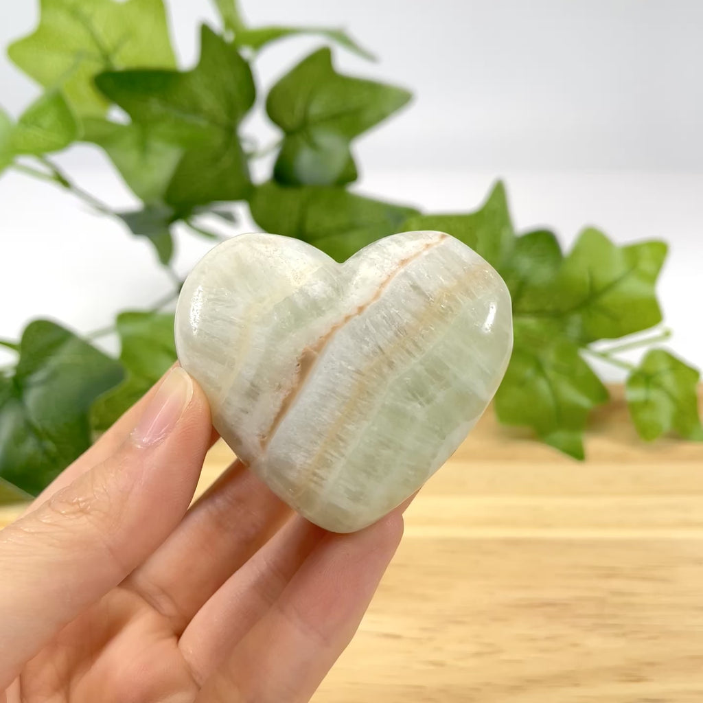 Caribbean  Calcite Heart Palm Stones | Natural Healing Crystal Worry Stones