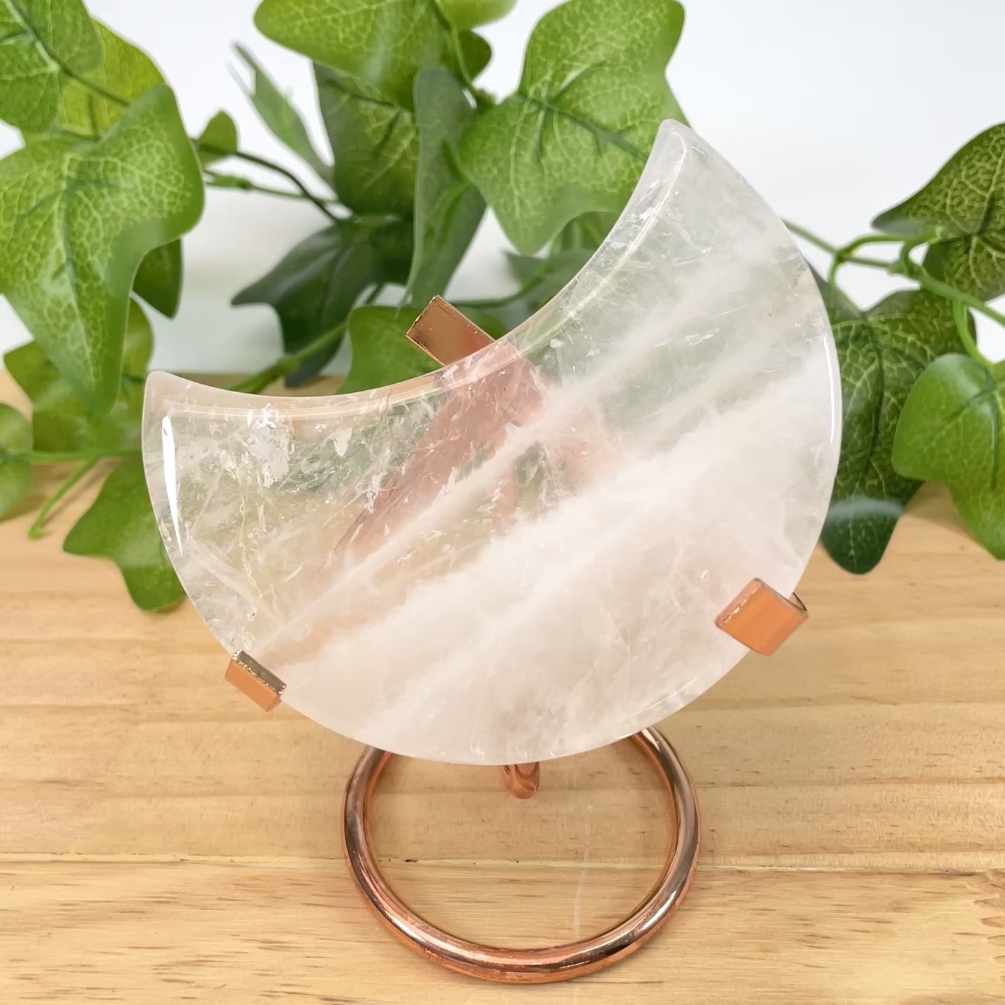 Clear Quartz Crescent Moon Crystal Carving | Polished Moon Palm Stone for Amplifying Energy, Meditation & Celestial Home Decor | Spiritual Manifestation Gift