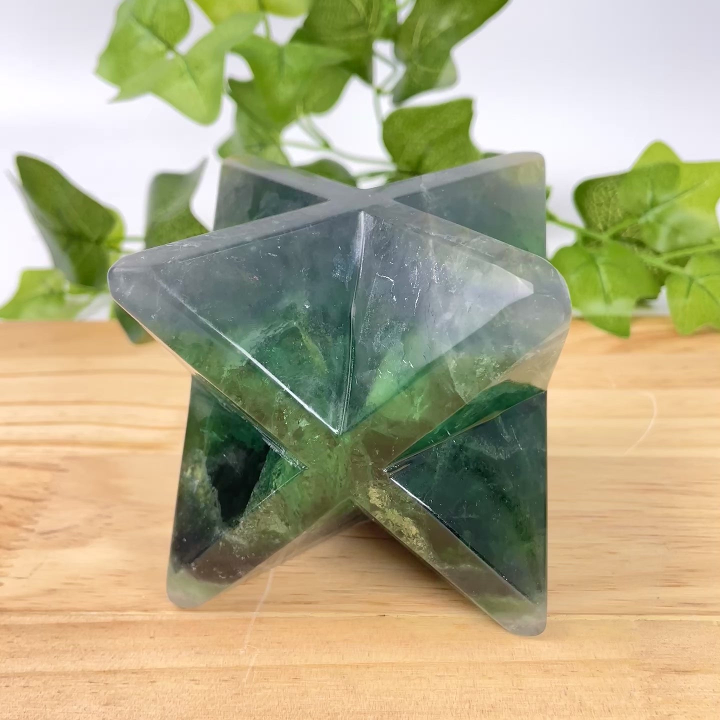 Natural Green Fluorite Merkaba Star Carving | Crystal Merkaba for Meditation, Energy Work & Spiritual Balance