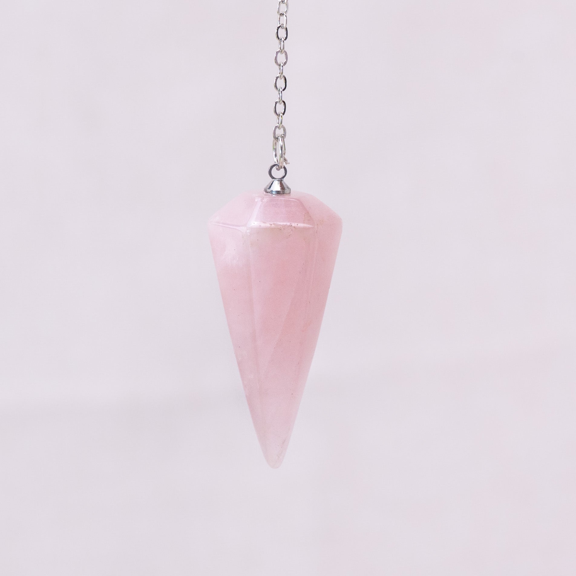 Elegant Rose Quartz Cone Pendulum for self-love and compassion