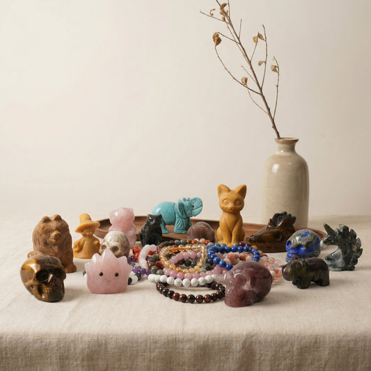 Crystal Mystery Scoop Bag – Lucky Blind Bags with Bracelets, Carvings & Tumbled Stones – Random Surprise Bundle (Bonus Inside!)