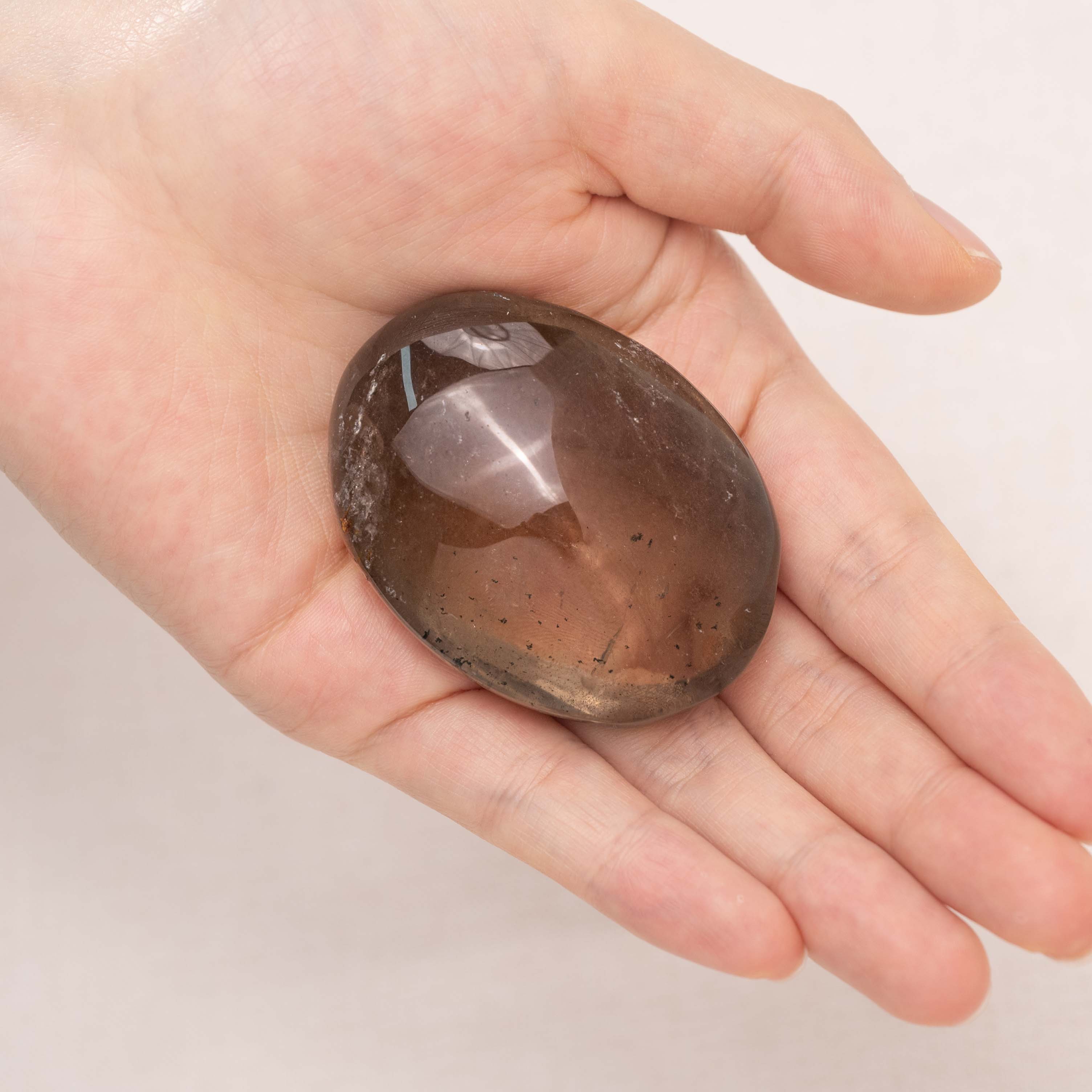 Unique Smoky Quartz Palm Stone, ideal for meditation and stress relief