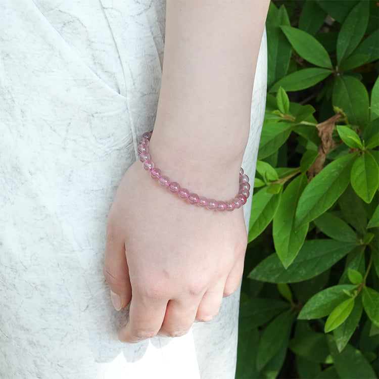 Elegant Strawberry Quartz Bracelet displayed on a white background