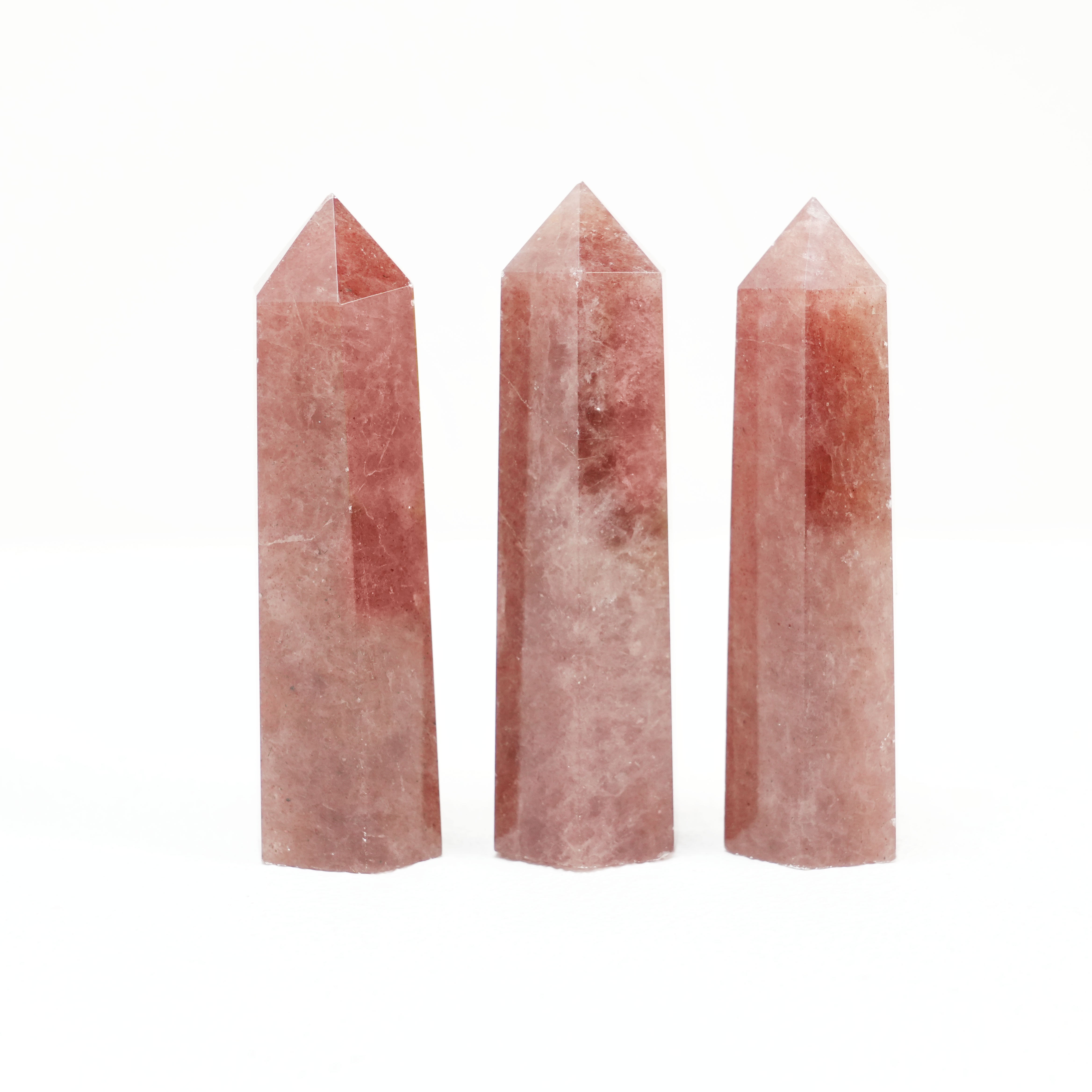 Sparkling strawberry quartz point