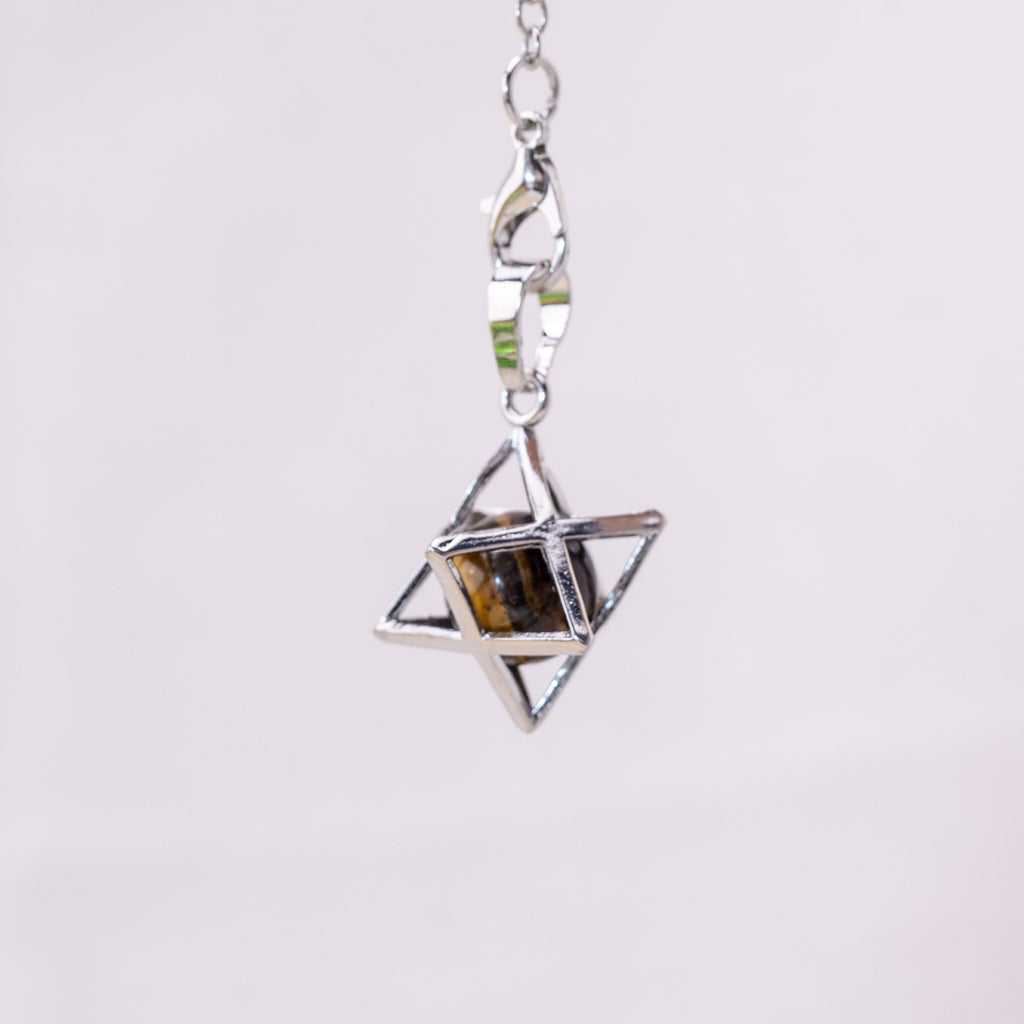 Close-up of Tiger Eye Merkaba for meditation
